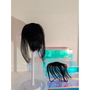 2pc 100% Human Hair Clip In Bangs Black Full Fringe Wispy Side Bang Extensions